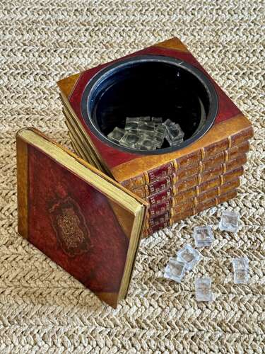 Leather bound book hidden ice bucket C1980s