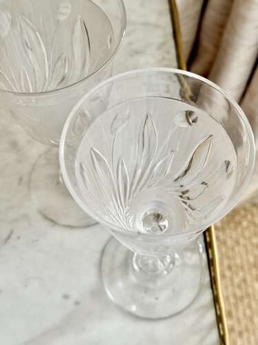Victorian acid etched crystal large wine goblet glasses attributed to Richardsons