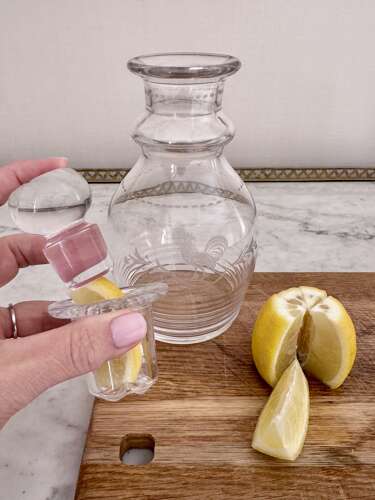 Rare Art Deco cocktail shaker/decanter with citrus lemon squeezer lid C1930