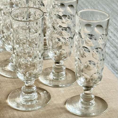 9 Excellent large, lens cut early Victorian Ale glasses