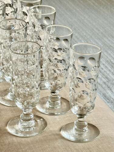 9 Excellent large, lens cut early Victorian Ale glasses
