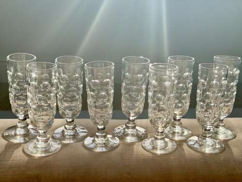 9 Excellent large, lens cut early Victorian Ale glasses