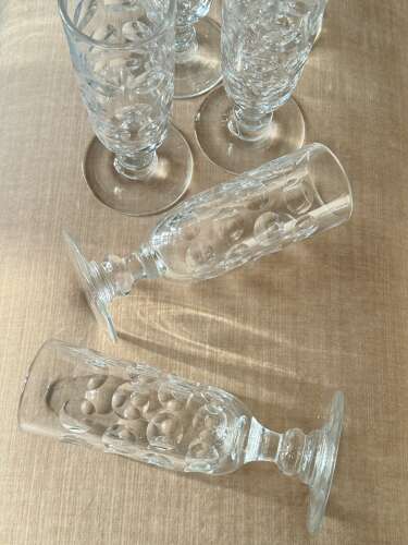 9 Excellent large, lens cut early Victorian Ale glasses
