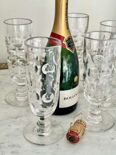 9 Excellent large, lens cut early Victorian Ale glasses