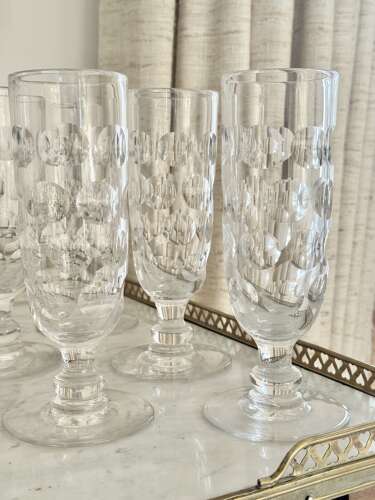 9 Excellent large, lens cut early Victorian Ale glasses