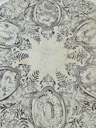 Victorian round old Sheffield silver plated tray on Lion’s Paw feet