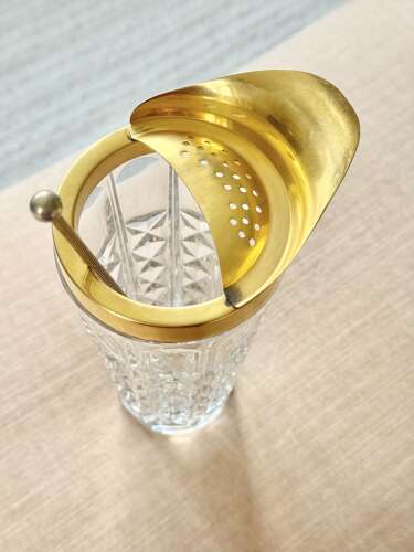 Gold plated & crystal cocktail mixing jug by Val Saint Lambert C1950s