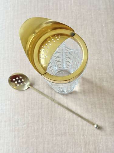 Gold plated & crystal cocktail mixing jug by Val Saint Lambert C1950s