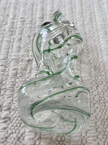Victorian green spiral Glug decanter with silver collar Hallmark 1900