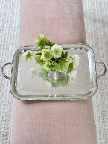 Edwardian twin handled silver plated serving tray C1910