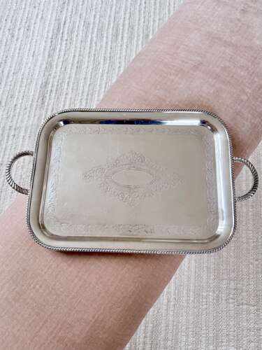 Edwardian twin handled silver plated serving tray C1910