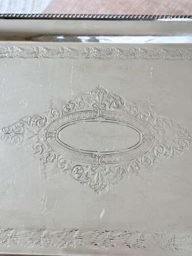 Edwardian twin handled silver plated serving tray C1910