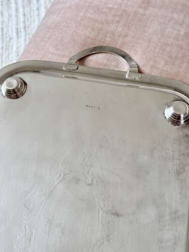 Edwardian twin handled silver plated serving tray C1910