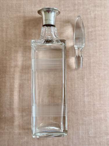 Art Deco silver collar crystal decanter by Hukin & Heath date 1929