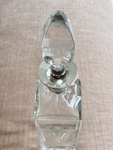 Art Deco silver collar crystal decanter by Hukin & Heath date 1929