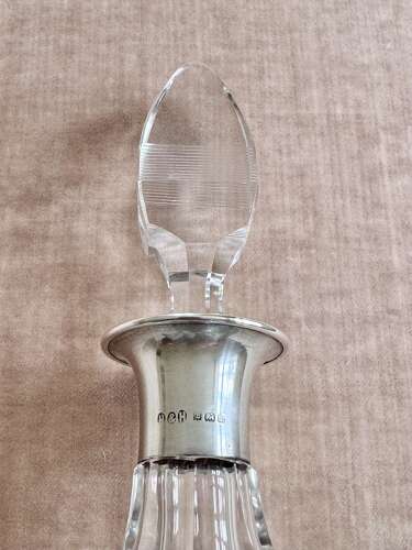 Art Deco silver collar crystal decanter by Hukin & Heath date 1929