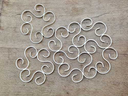 Trio Vintage Christofle Gallia scrolled silver plated trivet coasters C1950