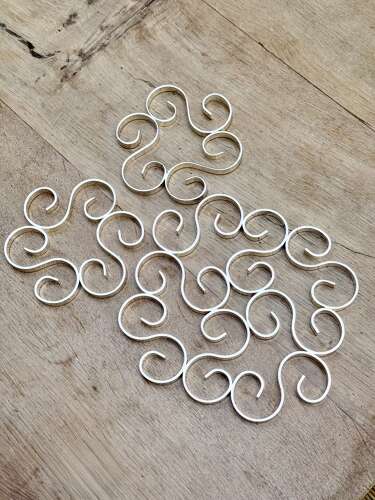 Trio Vintage Christofle Gallia scrolled silver plated trivet coasters C1950