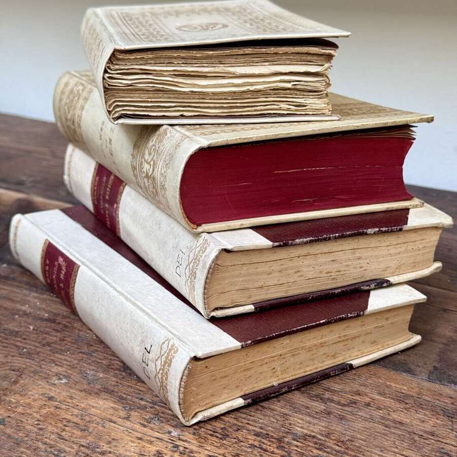 Decorative gold tooled vellum bound books