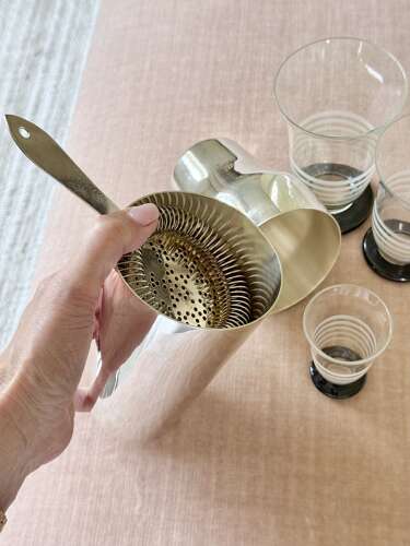 Art Deco Silver Plated Cocktail Bonzer Hawthorne Strainer. Bar Drinks Sieve c1950