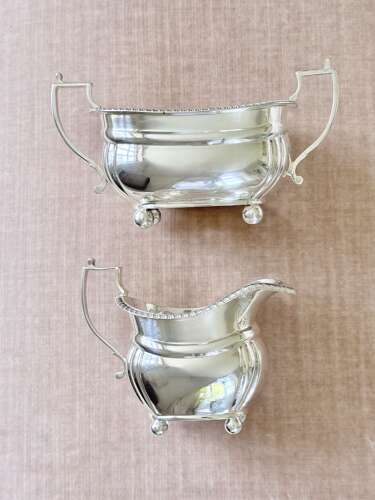Georgian style silver plated sugar pot & creamer jug