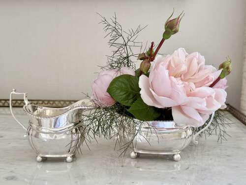 Georgian style silver plated sugar pot & creamer jug