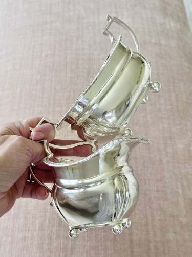 Georgian style silver plated sugar pot & creamer jug