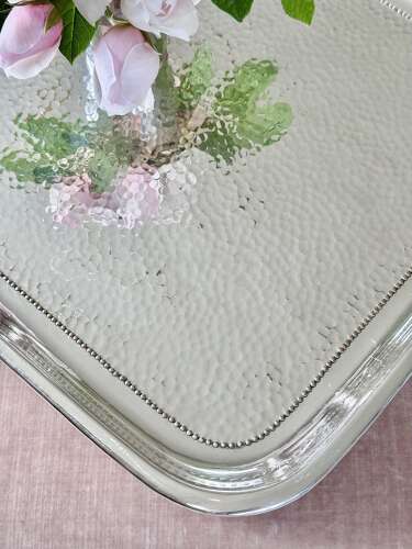 High quality Arts & Crafts hammered silver plated drinks serving tray
