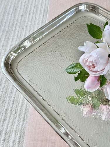 High quality Arts & Crafts hammered silver plated drinks serving tray