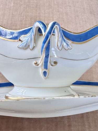 Old Paris Porcelain cobalt blue & gold gravy or sauce boat