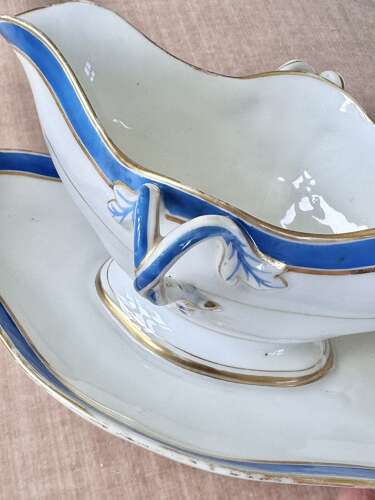 Old Paris Porcelain cobalt blue & gold gravy or sauce boat
