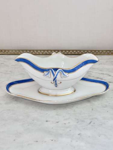 Old Paris Porcelain cobalt blue & gold gravy or sauce boat