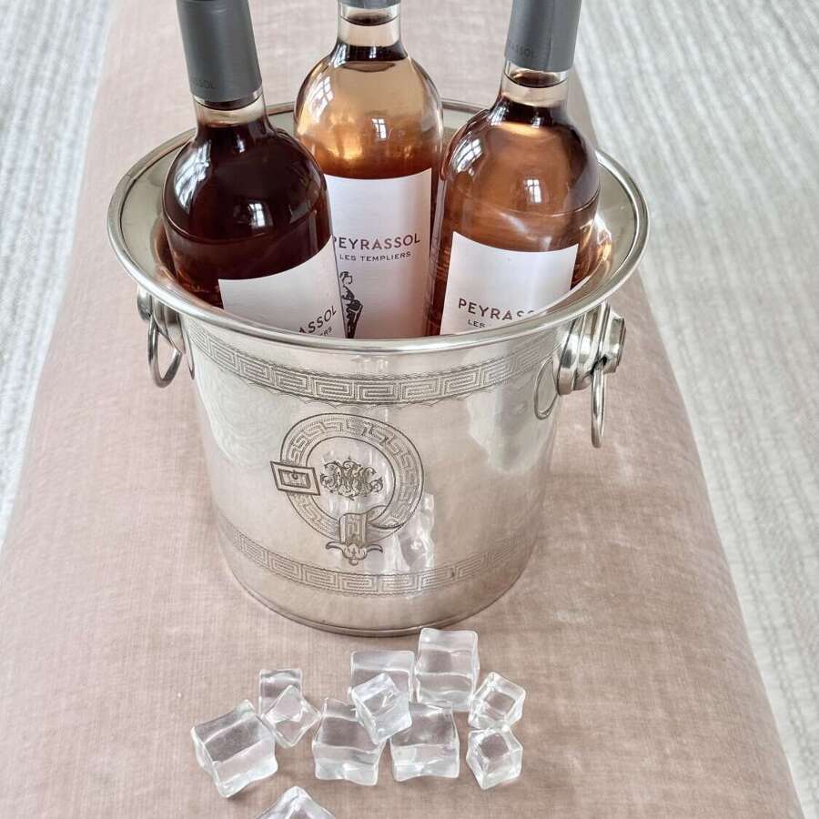 Victorian French engraved triple bottle champagne wine bucket cooler