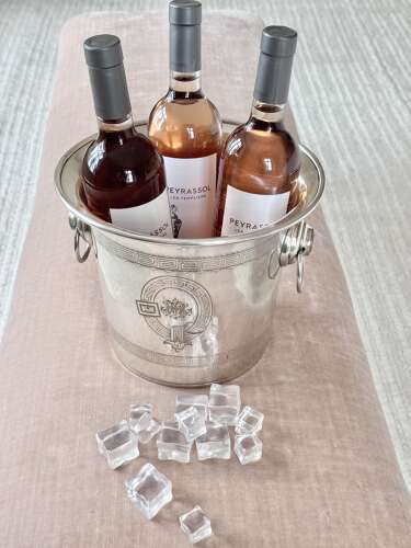 Victorian French engraved triple bottle champagne wine bucket cooler