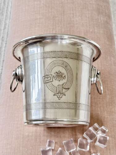 Victorian French engraved triple bottle champagne wine bucket cooler