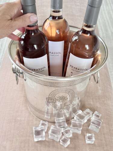 Victorian French engraved triple bottle champagne wine bucket cooler
