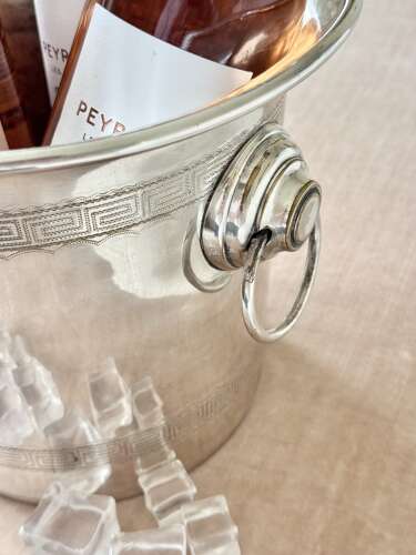 Victorian French engraved triple bottle champagne wine bucket cooler