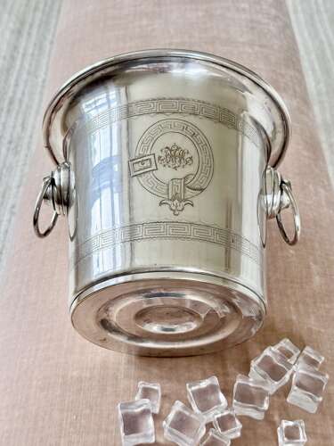 Victorian French engraved triple bottle champagne wine bucket cooler