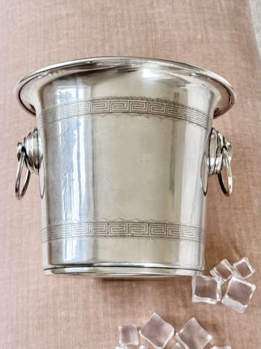 Victorian French engraved triple bottle champagne wine bucket cooler