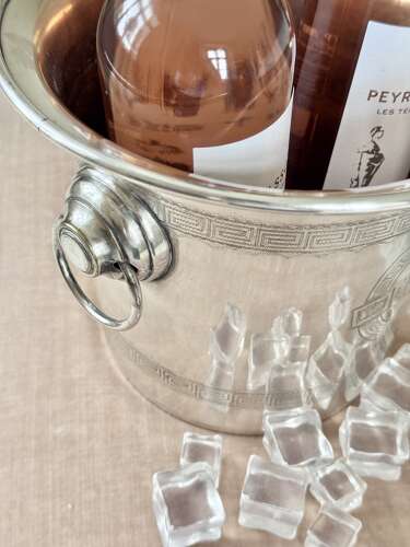 Victorian French engraved triple bottle champagne wine bucket cooler