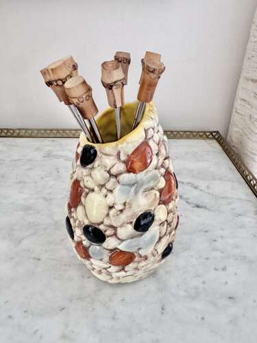 Smart Art Deco handpainted jug & set bamboo cocktail spoons