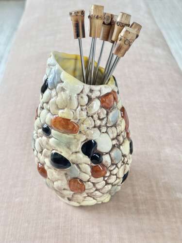 Smart Art Deco handpainted jug & set bamboo cocktail spoons