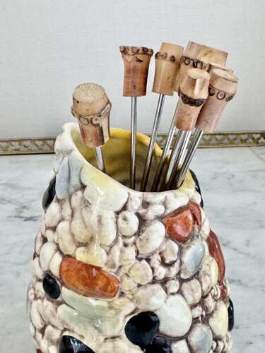 Smart Art Deco handpainted jug & set bamboo cocktail spoons