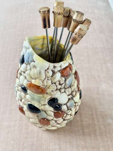 Smart Art Deco handpainted jug & set bamboo cocktail spoons