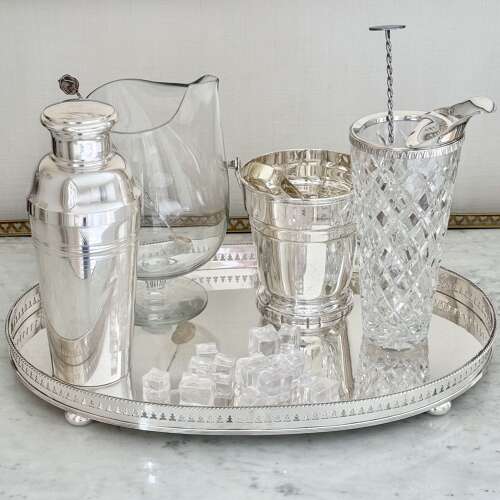 Tall Art Deco French silver plated cocktail shaker