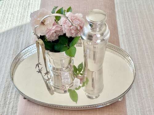 Tall Art Deco French silver plated cocktail shaker