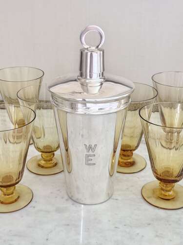 Fine Art Deco silver plated cocktail shaker C1928 by William Hutton & Sons