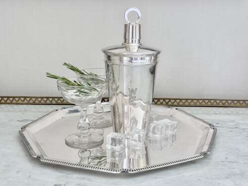 Fine Art Deco silver plated cocktail shaker C1928 by William Hutton & Sons