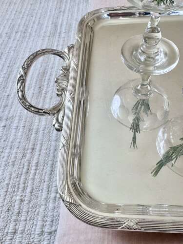 Excellent French Art Deco silver plated serving tray by Orbrille, Paris
