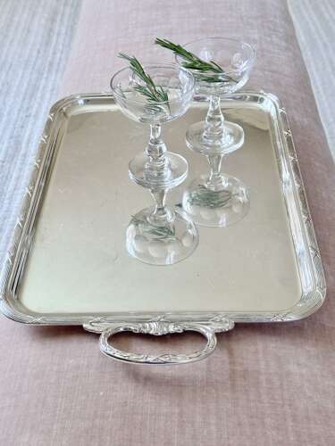Excellent French Art Deco silver plated serving tray by Orbrille, Paris